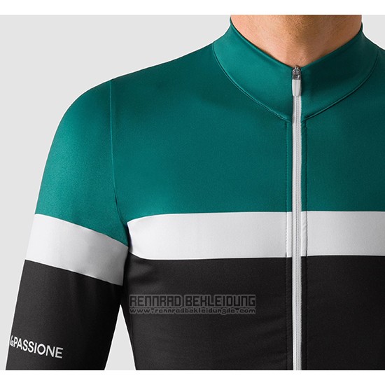 2019 Fahrradbekleidung La Passione Grun Wei Shwarz Trikot Langarm und Tragerhose